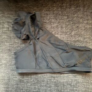 Gray One-Shoulder Ruffle Top